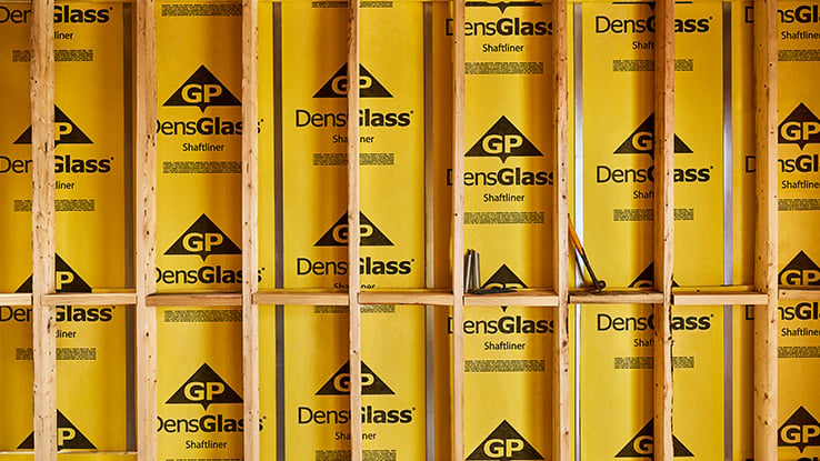 DensGlass Shaftliner wall installation at construction site