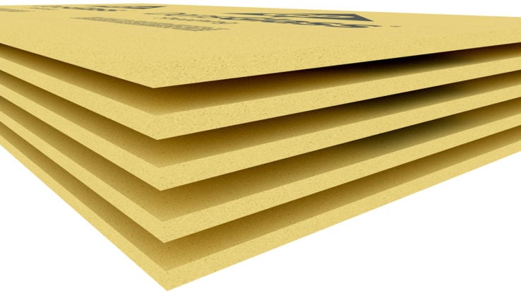 DensGlass Sheathing product rendering - panels are stacked but separated