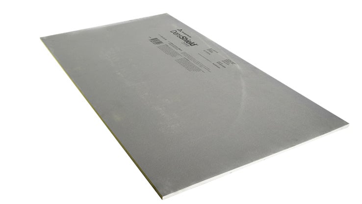 DensSheild Tile Backer -Vertical Angle showing front side up