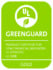 UL GREENGUARD Certified logo featuring a house-shaped icon with a check mark inside, symbolizing low chemical emissions for healthier indoor environments. 